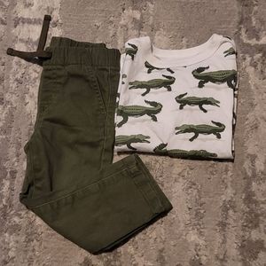 Alligator top with green joggers